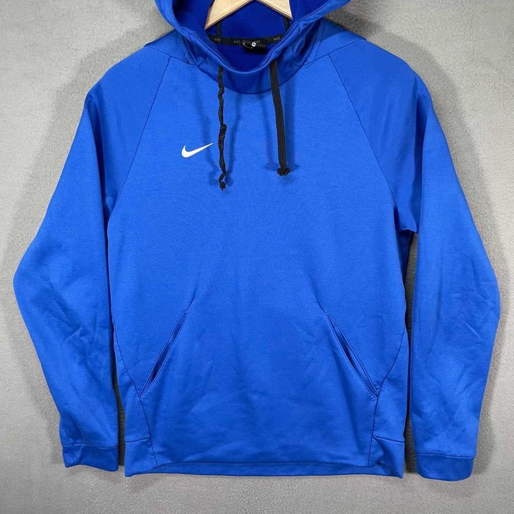 Nike Dri-FIT Pullover Hoodie Mens Medium Blue Good Fleece Lined Swoosh Logo‎